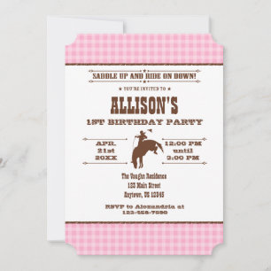 Rosa Play Cowboy Rodeo Birthday-inbjudan Inbjudningar
