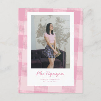 Rosa Play Grad Flat Studenten-meddelande Vykort