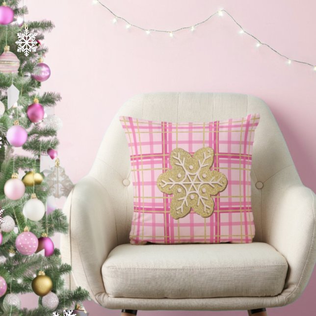 Rosa Play Guld Glitter Gingerbröd Cookie Festive Kudde (Skapare uppladdad)