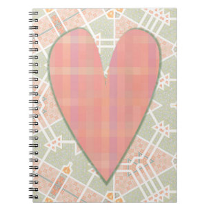 Rosa Play Heart Art Vintage Stil Journal Anteckningsbok