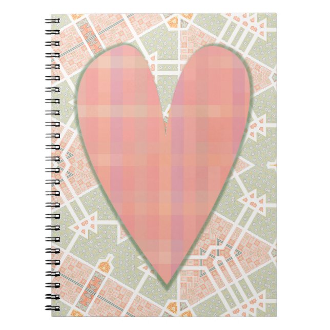Rosa Play Heart Art Vintage Stil Journal Anteckningsbok (Framsidan)