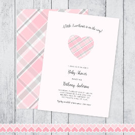 Rosa Play Heart Baby Shower Inbjudningar