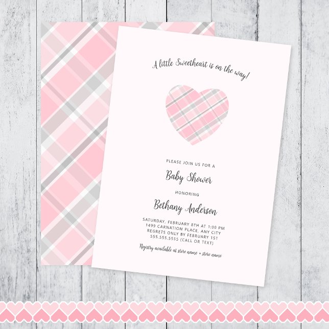 Rosa Play Heart Baby Shower Inbjudningar (Skapare uppladdad)
