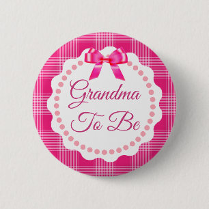 Rosa Play och Bow Grandma to be Button Knapp