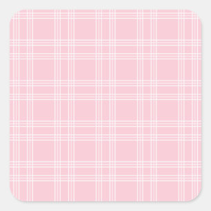 Rosa Play Tartan Fyrkantigt Klistermärke