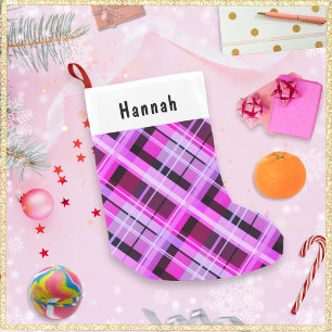 Rosa Play Winter Patterned Chic Personlig Namn Liten Julstrumpa
