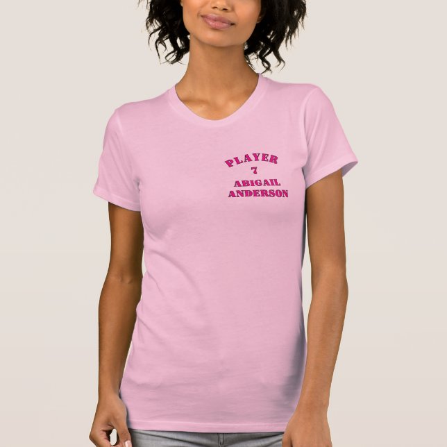 Rosa Player med namn och nummer T Shirt (Framsida)