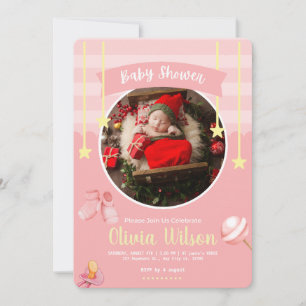 Rosa Playful Baby Shower Inbjudningar