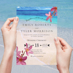 Rosa Plumeria Beach Destination Wedding © Inbjudningar