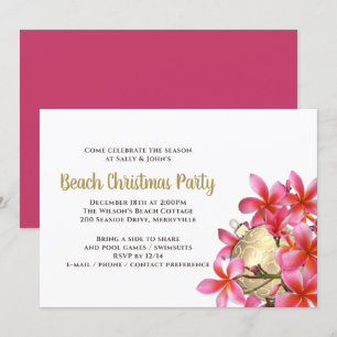 Rosa Plumeria Beach jul Party Inbjudningar