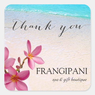 Rosa Plumeria Beach Wedding eller Business Anpassn Fyrkantigt Klistermärke