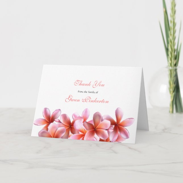 Rosa Plumeria Blommigt Sympathy Tack Template Kort (Framsida)