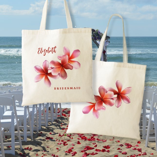 Rosa Plumeria Bridesmaid Personlig Tote Bag Tygkasse (Skapare uppladdad)