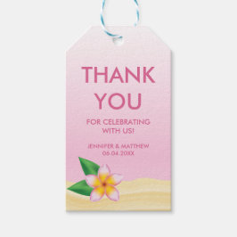 Rosa Plumeria Flower Beach Wedding Tack Presentetikett