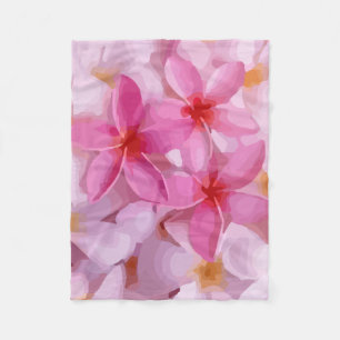 Rosa Plumeria Flower Mönster Fleecefilt