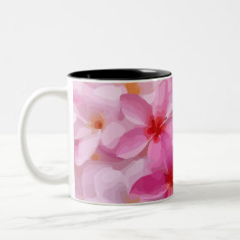 Rosa Plumeria Flower Mönster Två-Tonad Mugg