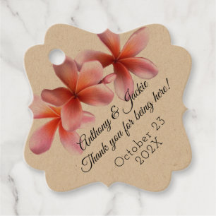 Rosa Plumeria Flowers Bröllop Tack Märkre Gåvor Etiketter