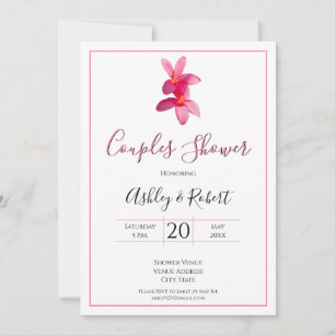 Rosa Plumeria Flowers, Modern Bröllop, Par Inbjudningar