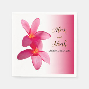 Rosa Plumeria Flowers på Rosa, Blommigt, Bröllop Pappersservett