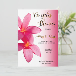 Rosa Plumeria Flowers på Rosa, Blommigt, Par Inbjudningar
