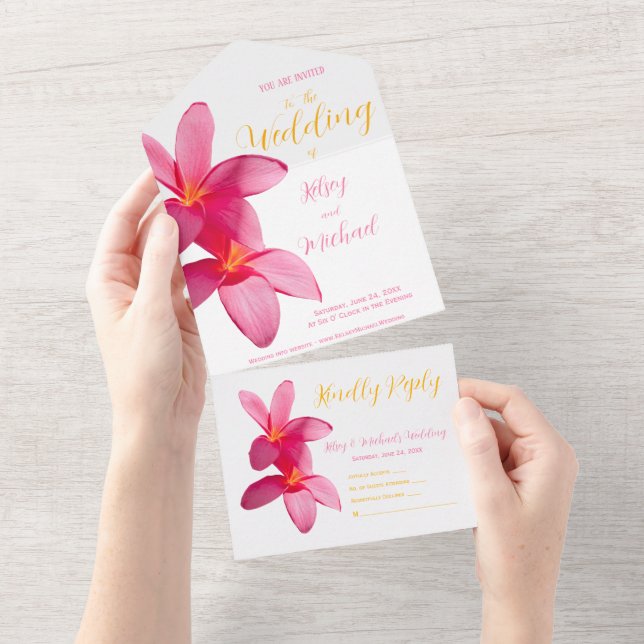 Rosa Plumeria Flowers, Tropical, Blommigt Bröllop (Tearaway)