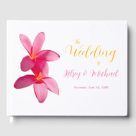 Rosa Plumeria Flowers, Tropical, Blommigt Bröllop Gästböcker