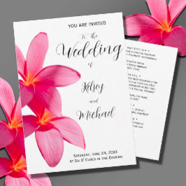Rosa Plumeria Flowers, Tropical, Blommigt Bröllop Inbjudningar