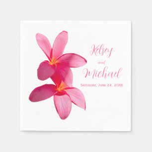 Rosa Plumeria Flowers, Tropical, Blommigt Bröllop Pappersservett