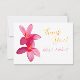 Rosa Plumeria Flowers, Tropical, Blommigt Bröllop Tack Kort