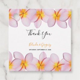 Rosa Plumeria Frangipani Bröllop Gift Gåvor Etiketter