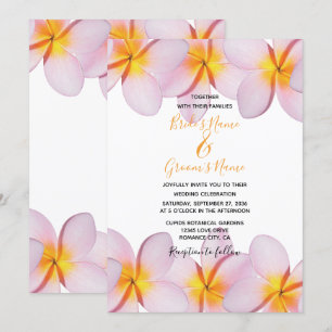 Rosa Plumeria Frangipani-bröllop Inbjudningar
