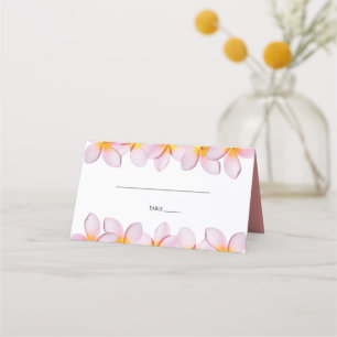 Rosa Plumeria Frangipani Bröllop ortkort Placeringskort