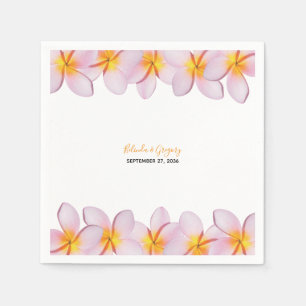 Rosa Plumeria Frangipani Bröllop Pappersservett