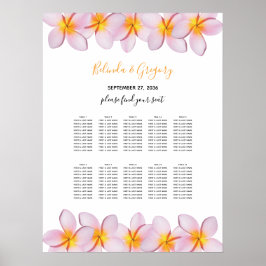 Rosa Plumeria Frangipani Bröllop-sätesdiagram Poster