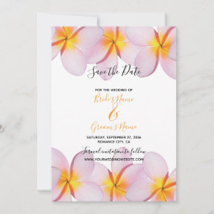 Rosa Plumeria Frangipani Bröllop spara datum Datumet