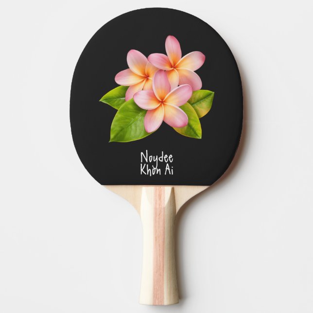 Rosa Plumeria Frangipani, ditt Namn, Blommig Pingisracket (Framsidan)