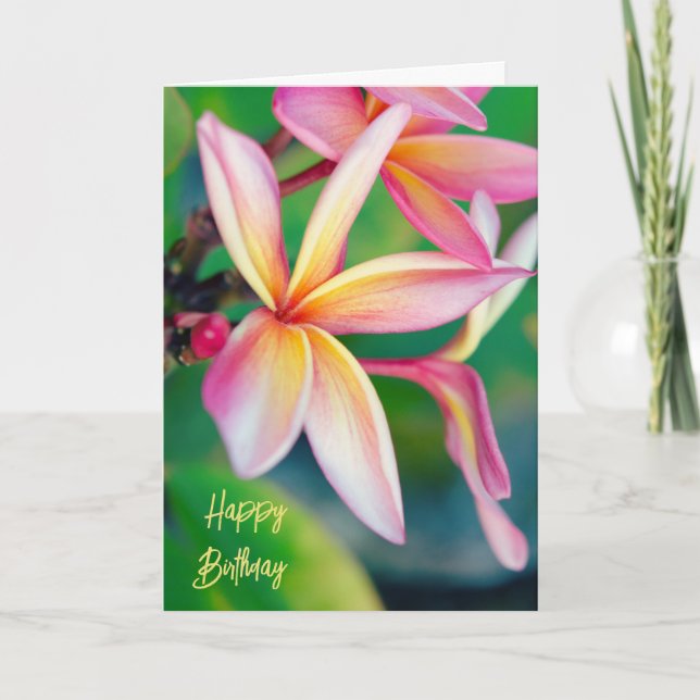 Rosa Plumeria Grattis på födelsedagen Card Tack Kort (Framsida)