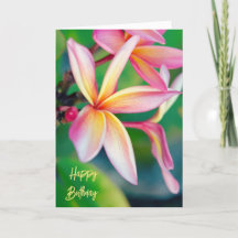 Rosa Plumeria Grattis på födelsedagen Card