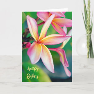 Rosa Plumeria Grattis på födelsedagen Card Tack Kort