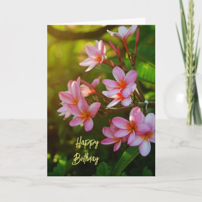 Rosa Plumeria Grattis på födelsedagen Card Tack Kort (Framsida)