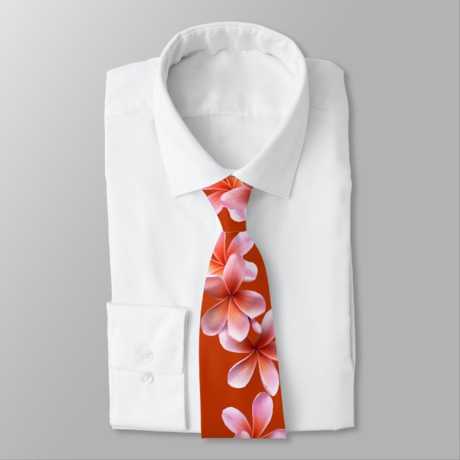 Rosa Plumeria Orange Tropical Manar Tie Slips (Bunden)