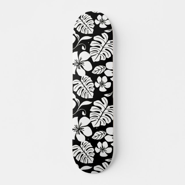 ROSA PLUMERIA (SVART) MINI SKATEBOARD BRÄDA 18,5 CM (Framsida)