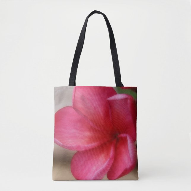 Rosa Plumeria Tote Bag Tygkasse (Framsida)