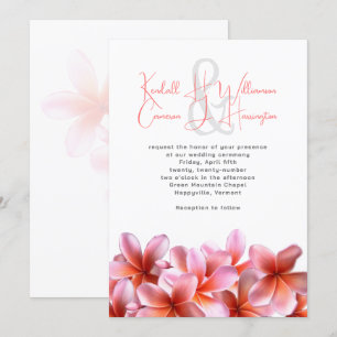 Rosa Plumeria Tropical Beach Wedding Inbjudningar