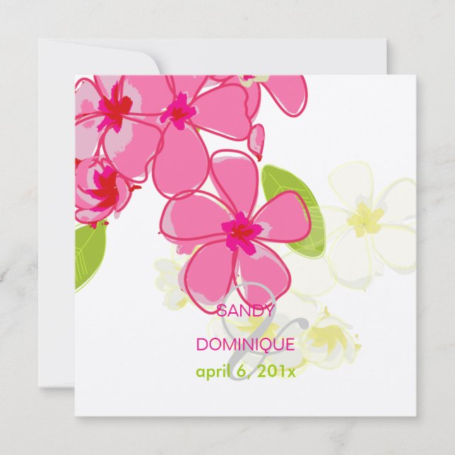 Rosa plumerias bröllopsinbjudningar inbjudningar (Framsida)