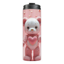Rosa plyschrobot Teddybjörn Tumbler