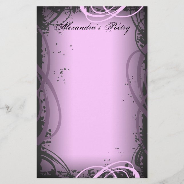 Rosa poesibrevpapper för vintage brevpapper (Framsida)