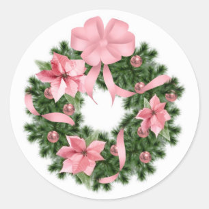 Rosa Poinsetta kran Runt Klistermärke