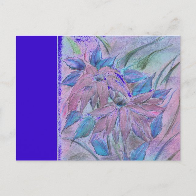 Rosa Poinsetta vågrät vykort (Framsida)