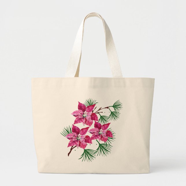 Rosa Poinsettia Bag Jumbo Tygkasse (Framsidan)